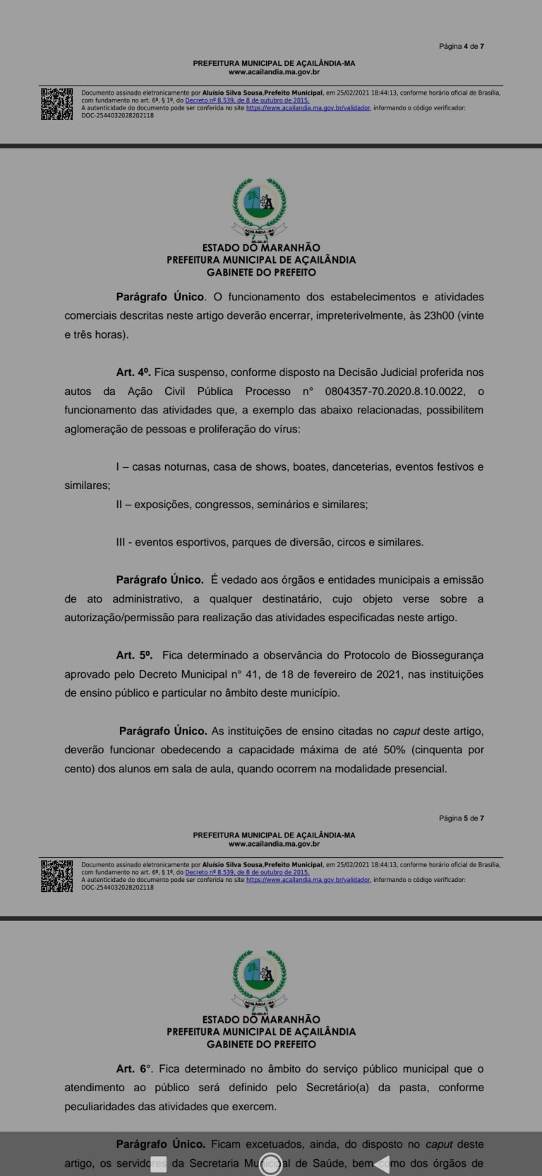 Prefeitura  lança novo  decreto para precaver colapso no sistema de saúde pública de AÇAILÂNDIA.
