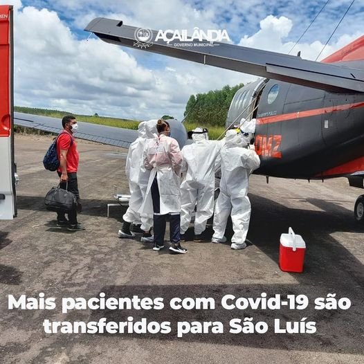 UTI  Aéria do governo do estado remove paciēntes graves de AÇAILÂNDIA para  são Luiz .