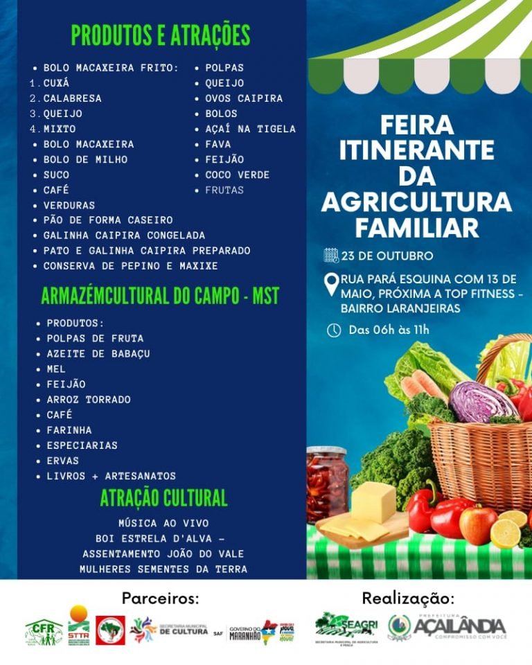 Prefeitura de AÇAILÂNDIA realiza segunda feira de agricultura familiar .