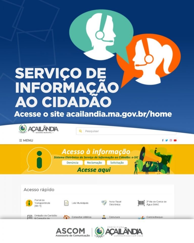 Prefeitura de AÇAILÂNDIA lança o serviço de informação ao cidadão .